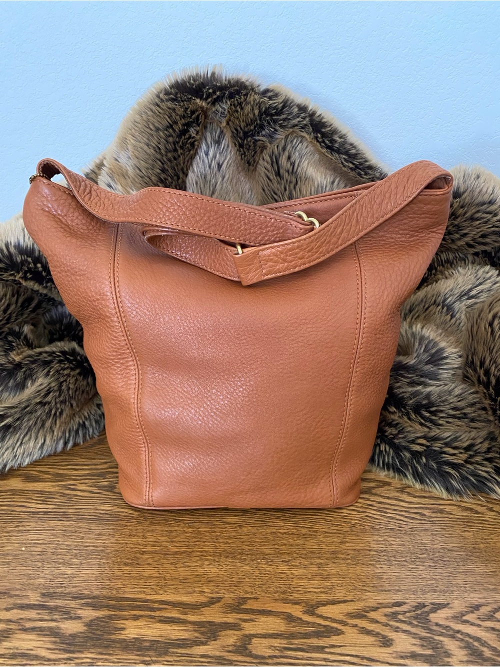 Coach Vintage Large British Tan Natural Grain Soft Leather Sonoma Bucket Bag!